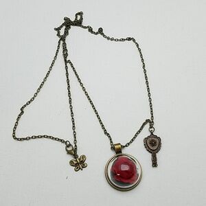 Disney Beauty & Beast Antique Rose Gold 32" Chain 3 Charms.